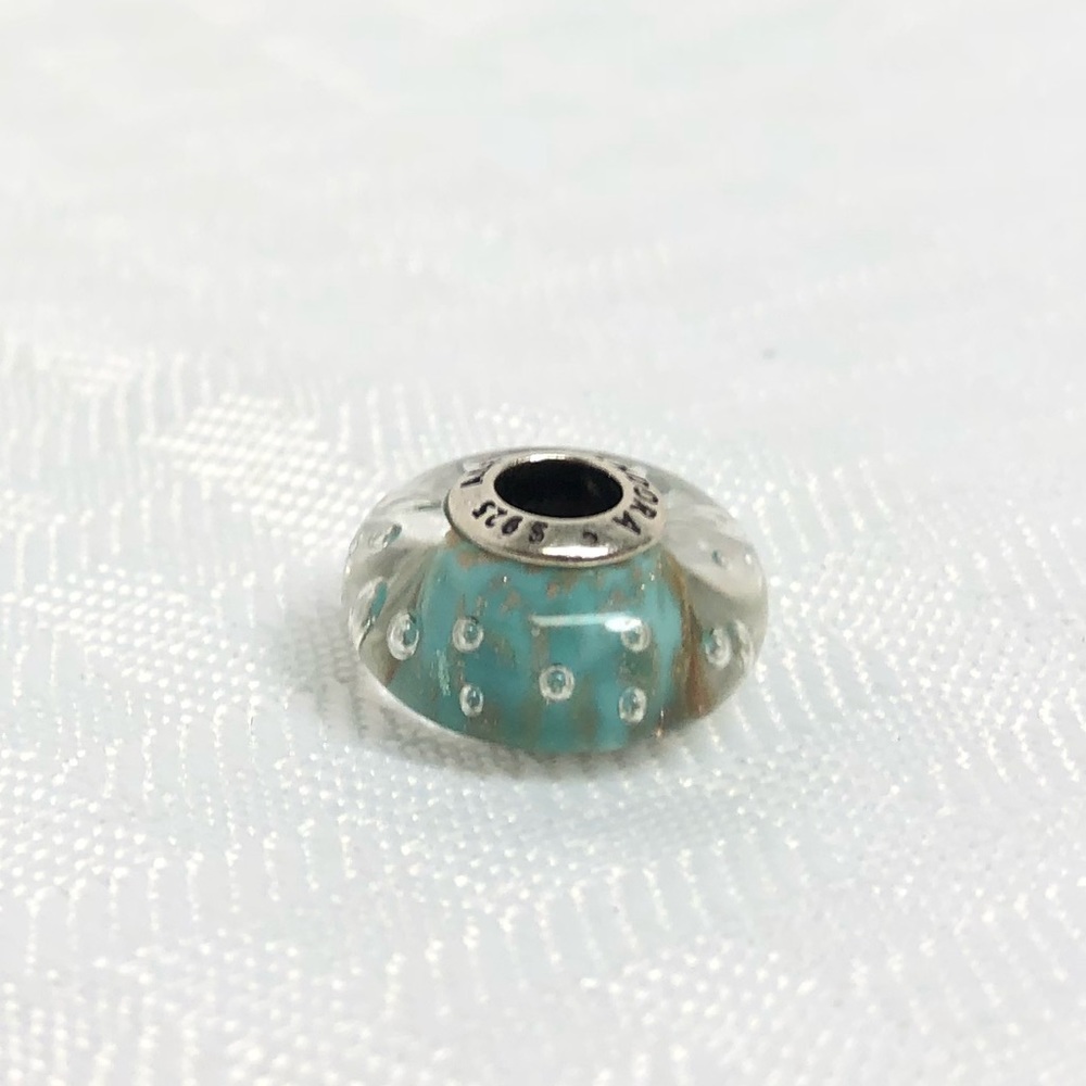 Pandora Teal and gold sparkle OBX charm